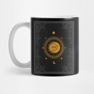 Sun and moon tarot card design with moon phases Mug